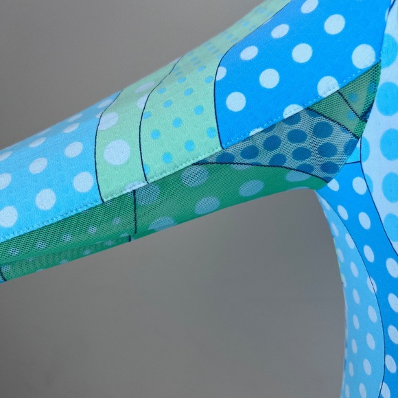 Ibkul Seafoam Green Dots Swirl Mock Neck Golf Sun Shirt Size Small - Picture 8 of 16